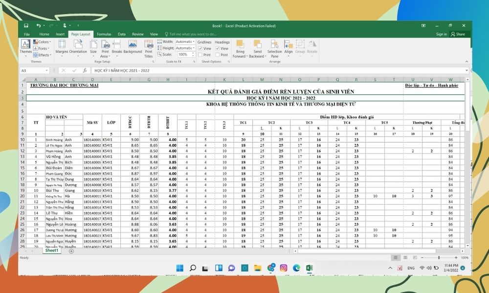 In trang A4 trong Excel băng Breaks bước 3