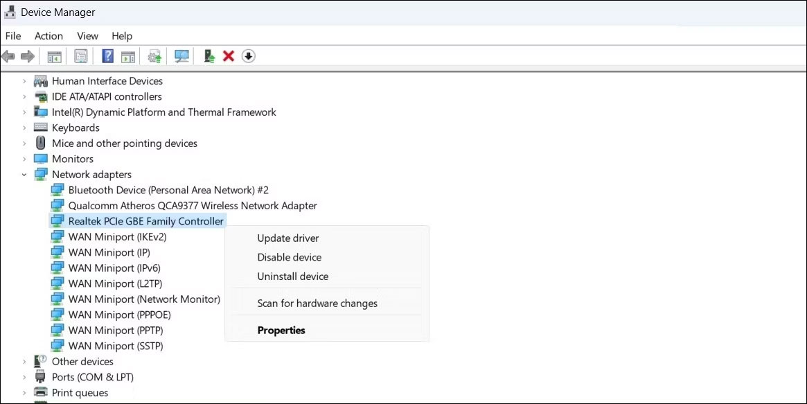 Cập nhật driver Ethernet trên Windows