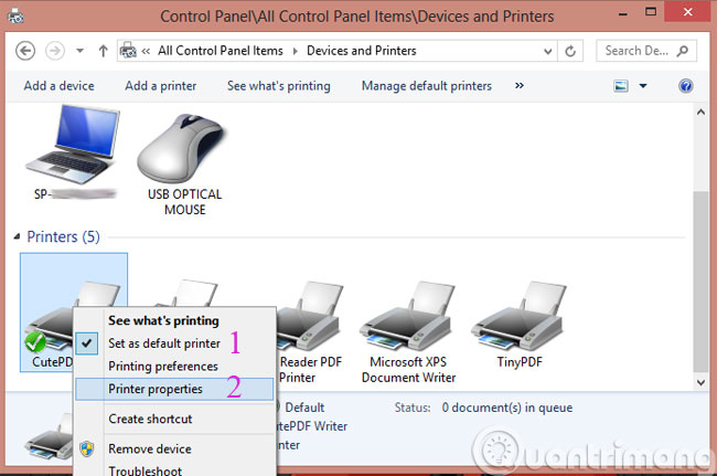 Nhấn Printer Properties