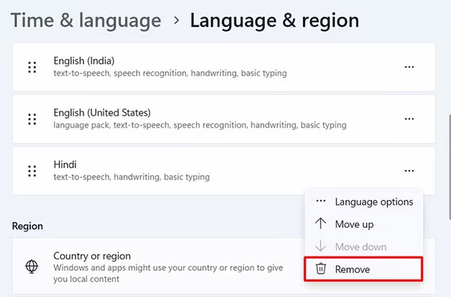 Chọn "Remove"