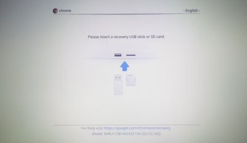 Công cụ khôi phục Chrome OS nhắc người dùng cắm USB khôi phục