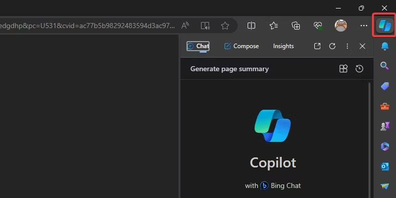 Biểu tượng Copilot trong Microsoft Edge