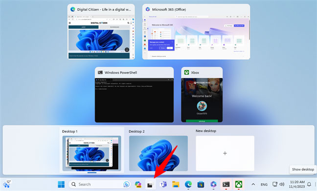 Điều xảy ra khi bạn bấm vào biểu tượng Taskbar Task View