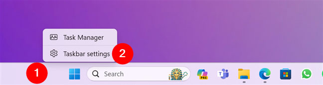 Truy cập cài đặt Taskbar