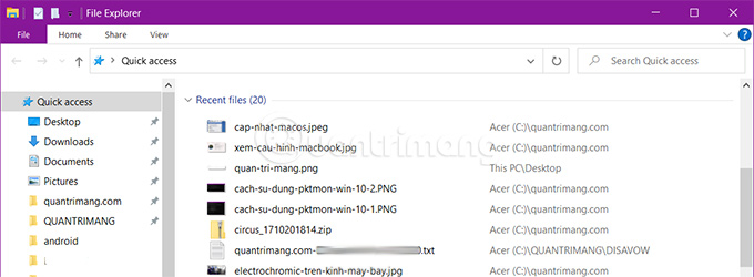Xem file mở gần đây trên Windows 10