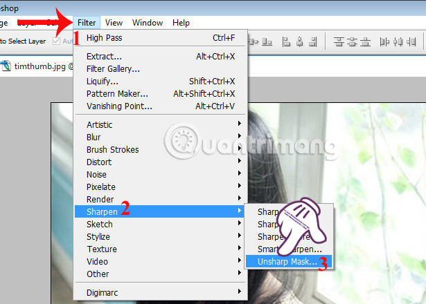 Chọn Unsharp Mask