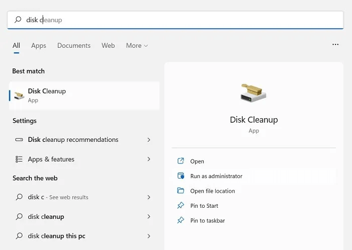 Mở Disk Cleanup