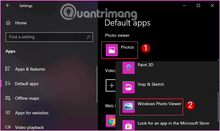 Chọn Windows Photo Viewer là ứng dụng xem ảnh mặc định