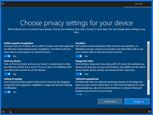 Choose privacy settings for your device