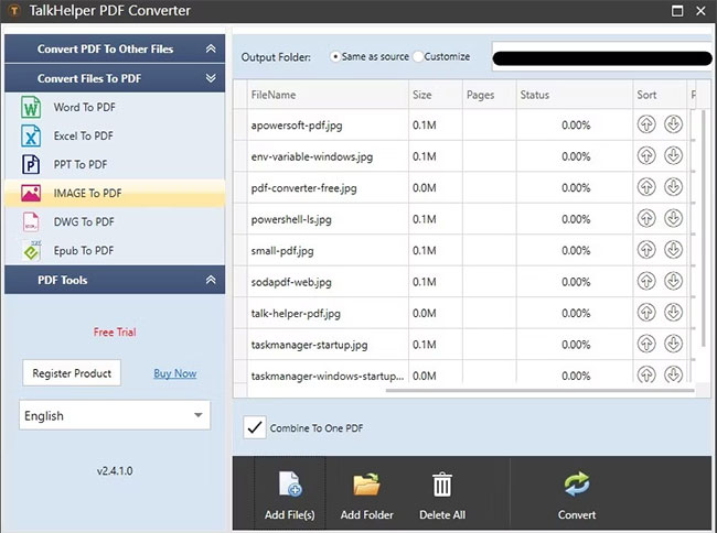 Sử dụng TalkHelper PDF Converter để chuyển đổi JPG sang PDF