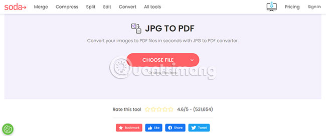 Truy cập công cụ chuyển đổi JPG sang PDF của Soda PDF
