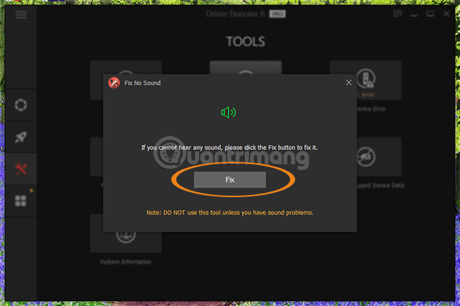 Chọn Fix để sửa lỗi mất tiếng trên Windows 10