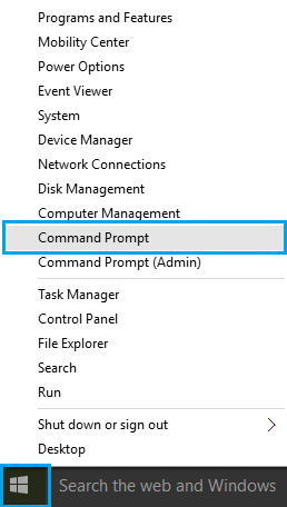 click chọn Command Prompt