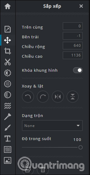 Công cụ chỉnh sửa trên Pixlr X