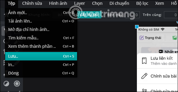 Lưu ảnh trên Pixlr E