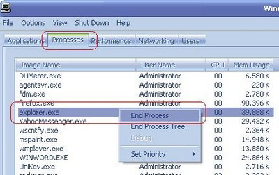 Chọn End Process