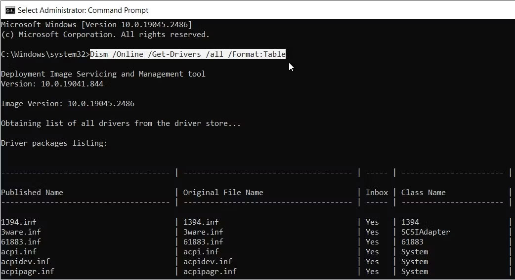 Hiển thị thông tin thiết bị trên Command Prompt