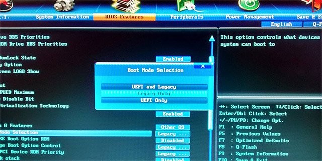 Cách chuyển đổi từ Legacy sang UEFI trong BIOS