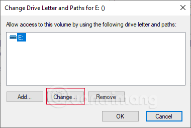 Chọn Change để thay đổi tên ổ đĩa