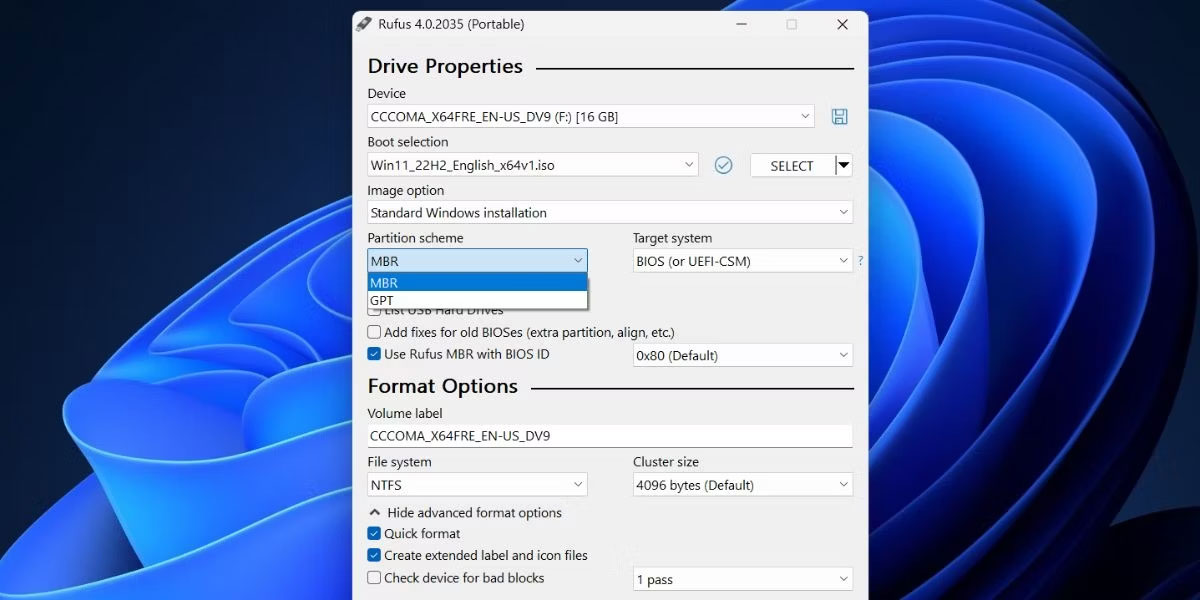 Tạo USB boot bằng Rufus