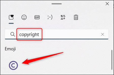 Nhập từ khóa “copyright” 