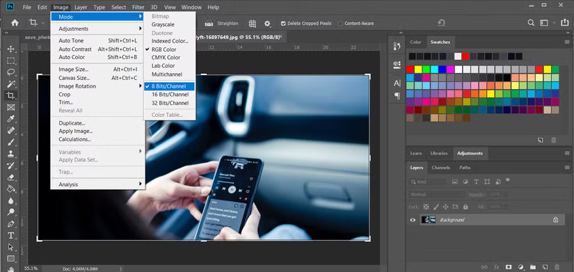 Thay đổi kênh bit trên Photoshop