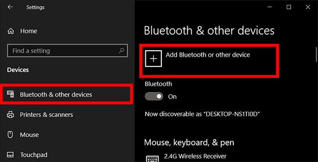 Nhấp vào Add Bluetooth or other device