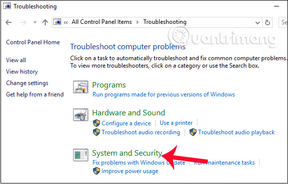 Nhấn chọn System and Security
