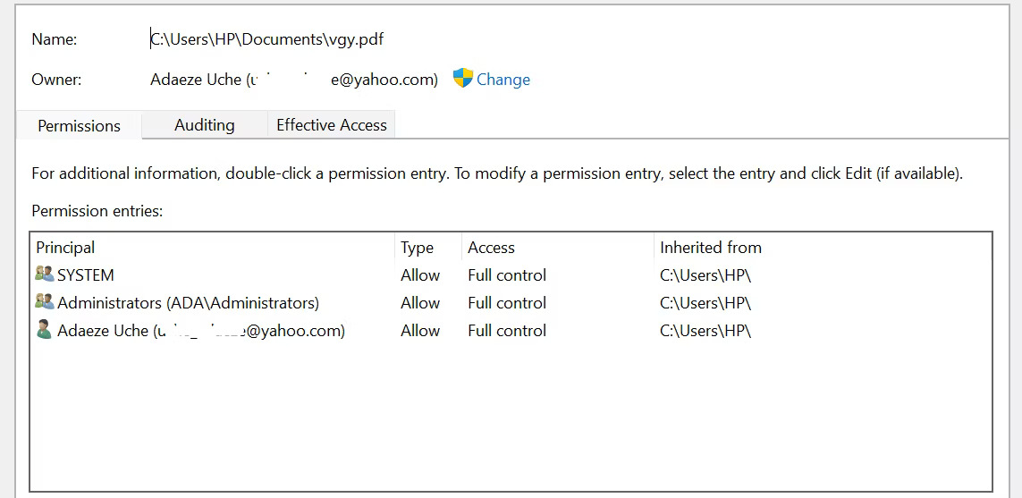 Trang quyền cho một file trong Windows 11