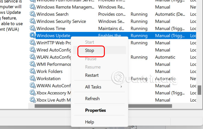 Dừng Windows Update Windows 11