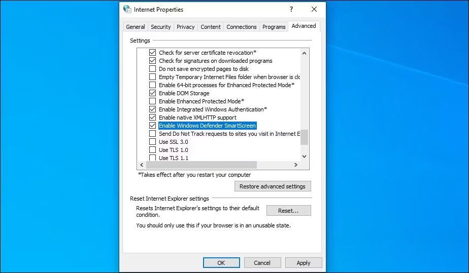 Tìm Enable Windows Defender SmartScreen