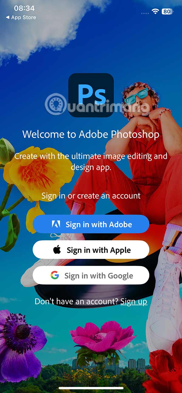 Tùy chọn đăng nhập Photoshop