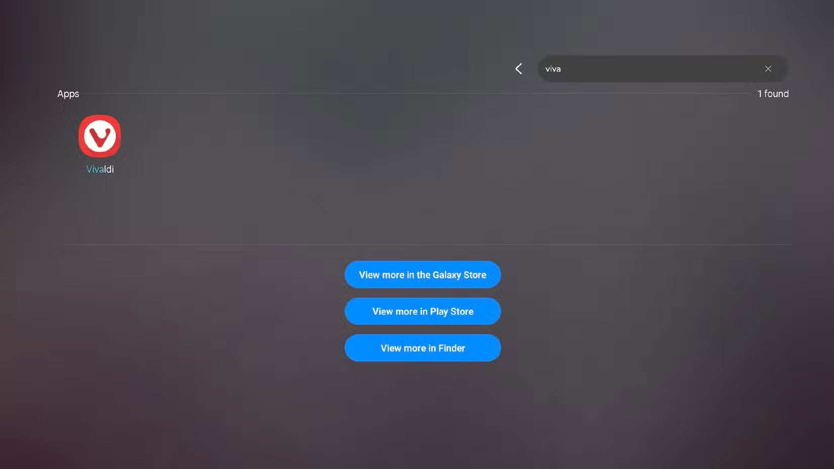 Tìm kiếm Vivaldi trong Samsung DeX.