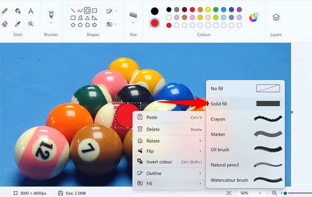 Chọn Fill > Solid Fill
