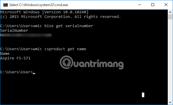 Số serial máy thông qua lệnh cmd 