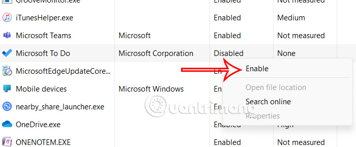 Ứng dụng khởi chạy cùng Windows 11