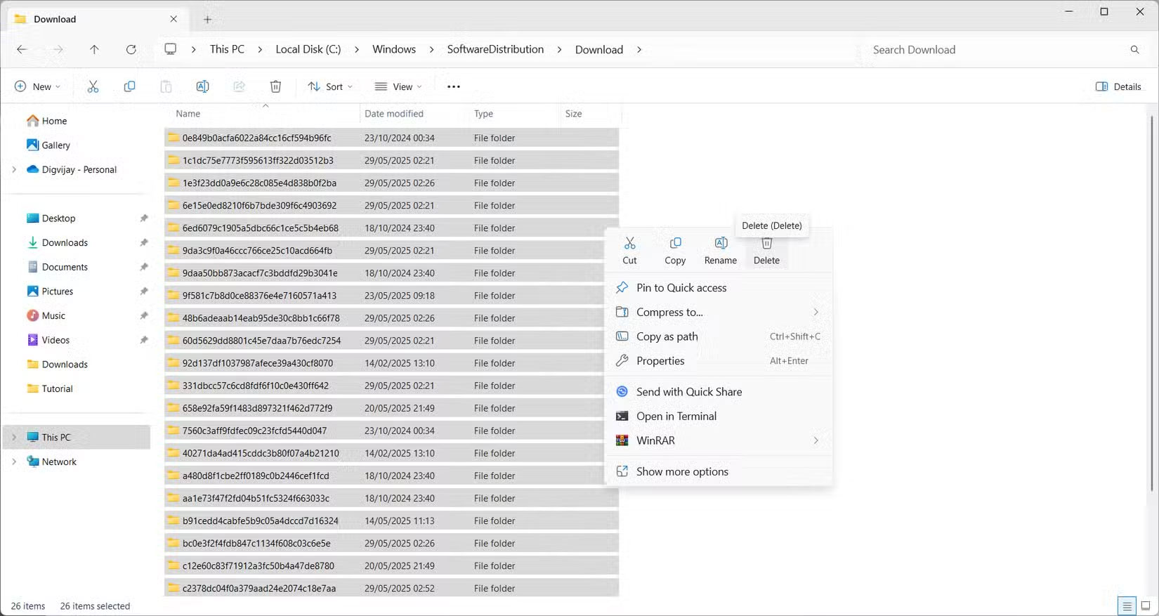 Xóa các file đã tải xuống khỏi Software Distribution