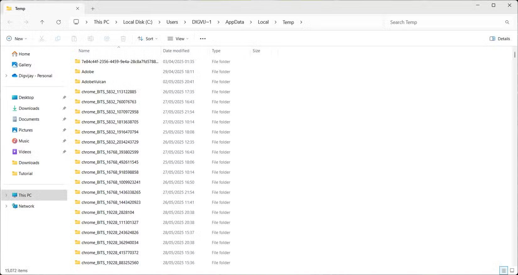 Hiển thị thư mục Temp hệ thống trong File Explorer