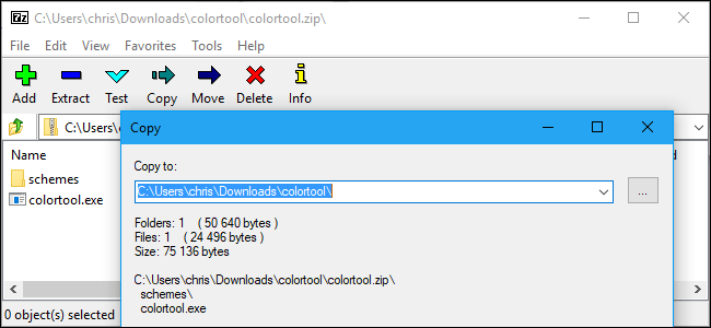 Giao diện của phần mếm giải nén 7-Zip