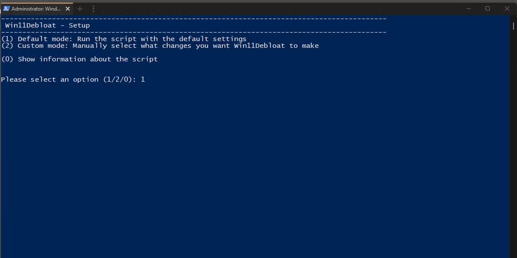 Cài đặt Powershell Win11Debloat