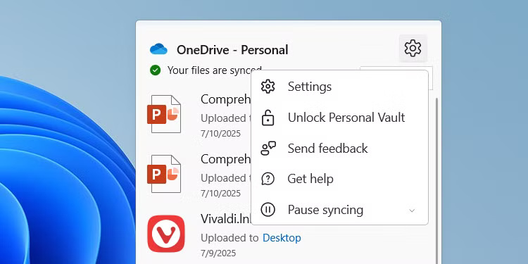 Mở cài đặt OneDrive trên Windows.