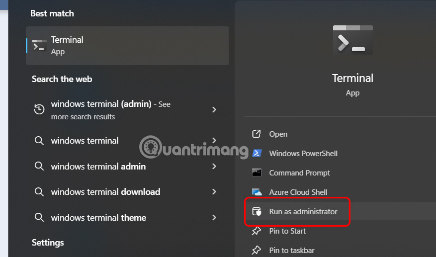 Windows PowerShell chế độ Admin