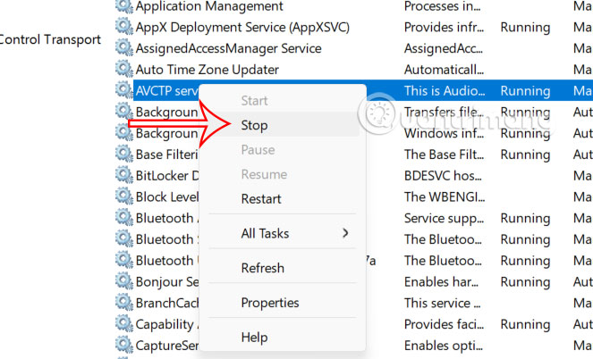 Dừng dịch vụ Services Windows 11