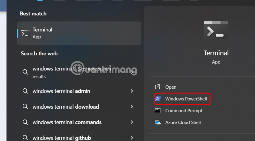 Mở Powershell