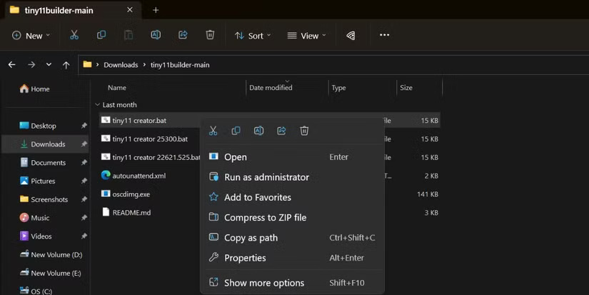 Chạy Tiny11 Builder