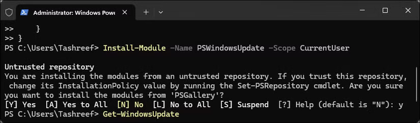 Module PowerShell PSWindowsUpdate