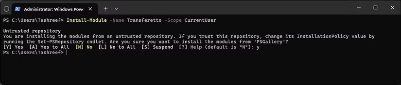 Module PowerShell Transferetto