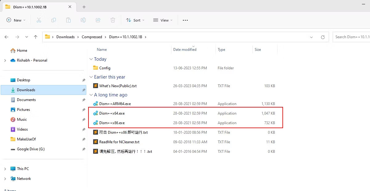 Nội dung thư mục DISM++