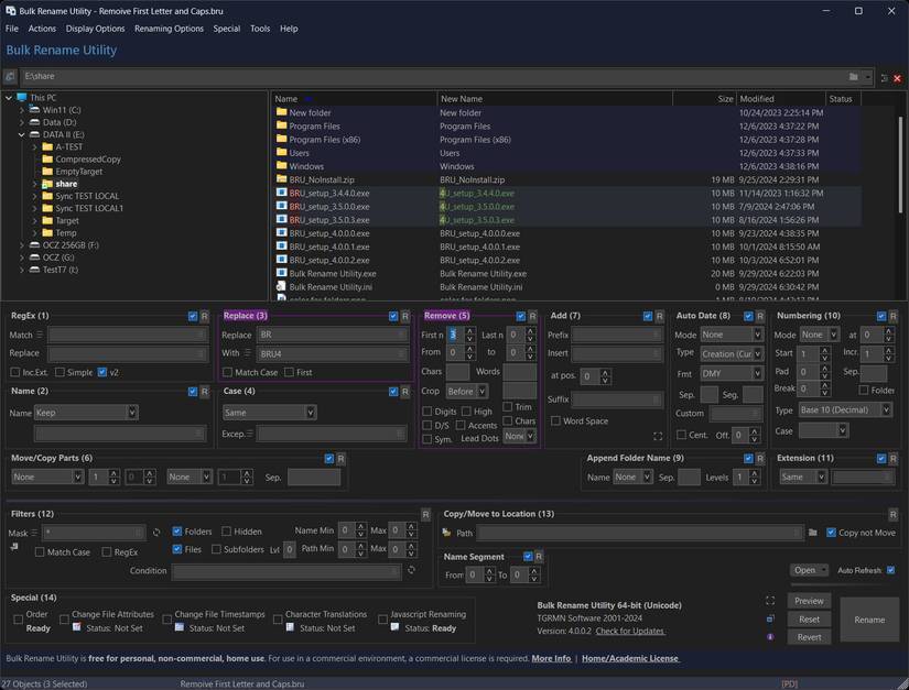 Bulk Rename Utility chạy trên PC Windows