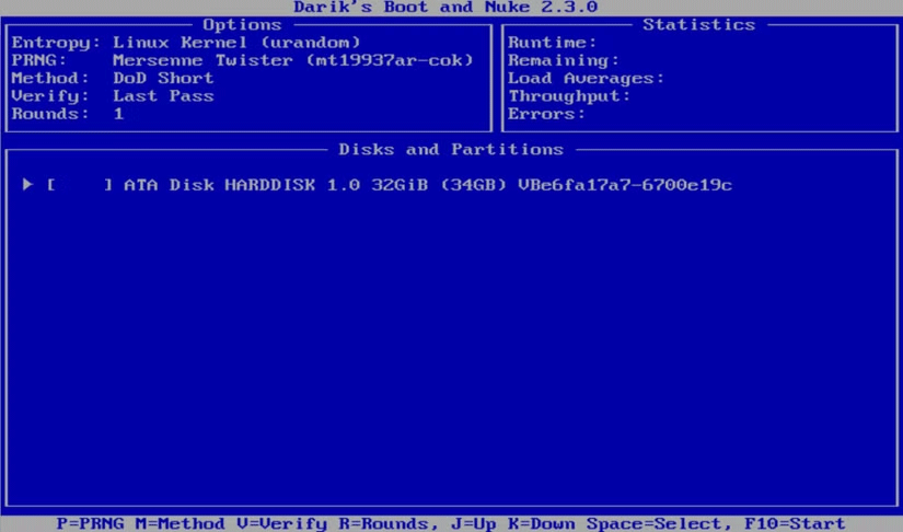 Xóa ổ cứng bằng DBAN